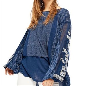 Free People Indigo Dreams Embroidered Tunic